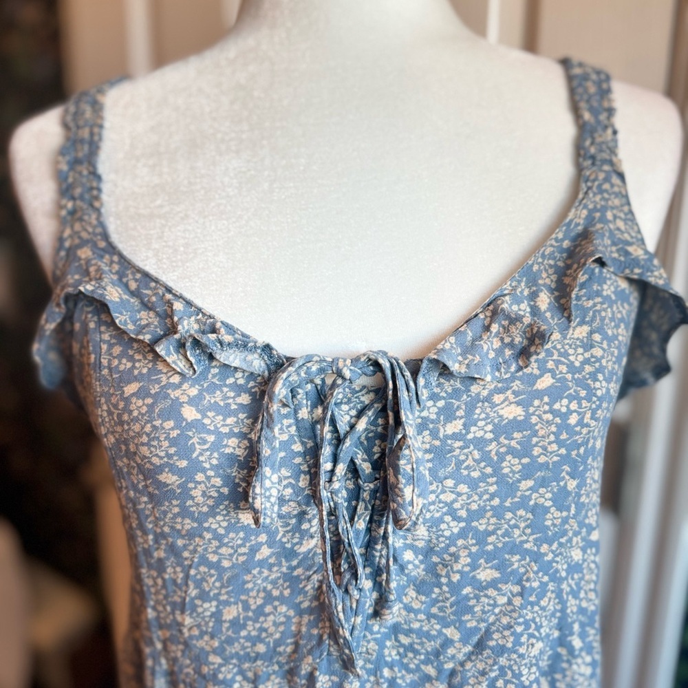 American Eagle Outfitters Blue Smocked back ruffle corset Dress - Picture 2 of 6